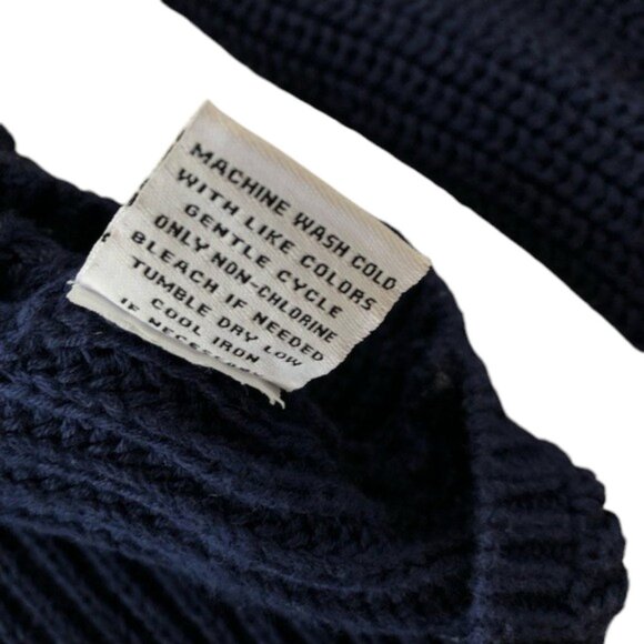 525 America shoulder tuck puff sleeve blue knit cotton sweater size L - Picture 4 of 5